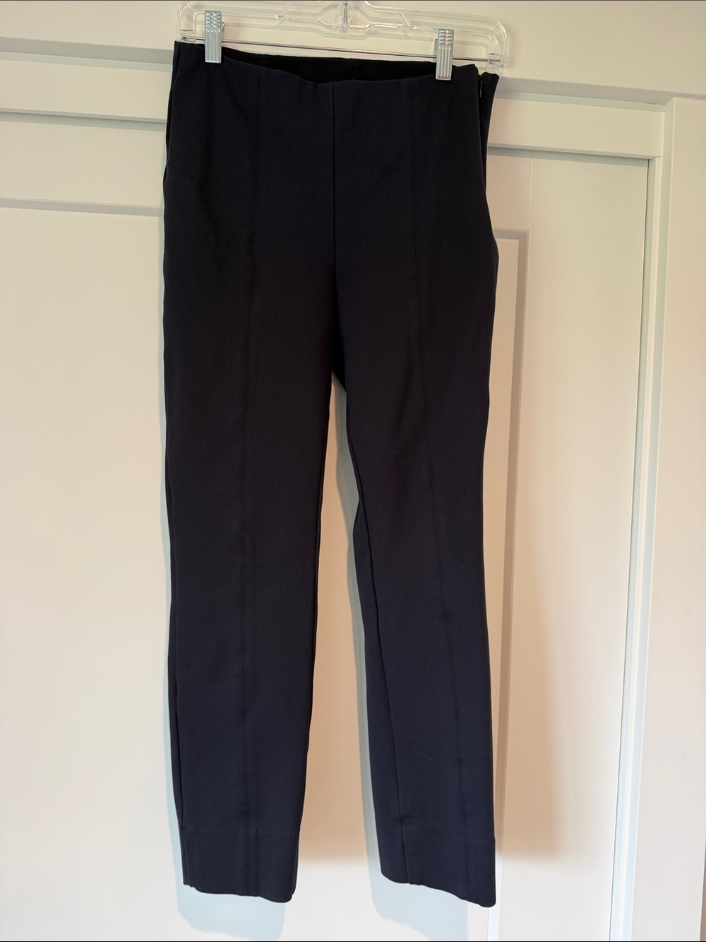 Quince Navy Ponte Pintuck Ankle Pant